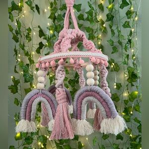 macrame boho baby mobile